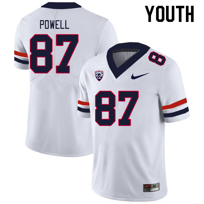 Youth #87 Tyler Powell Arizona Wildcats College Football Jerseys Stitched-White